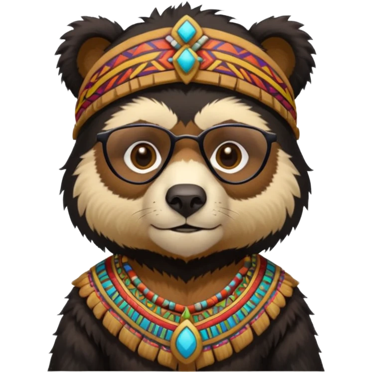 spectacled bear in Inca costume emoji