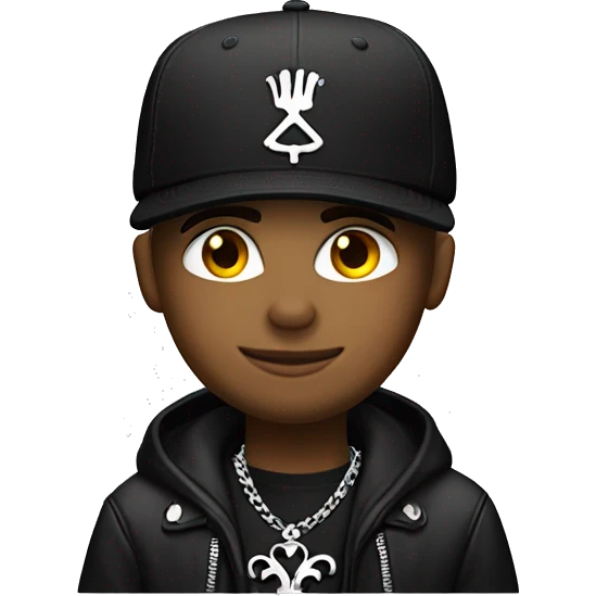 Guy wearing chrome hearts brand hat detailed emoji