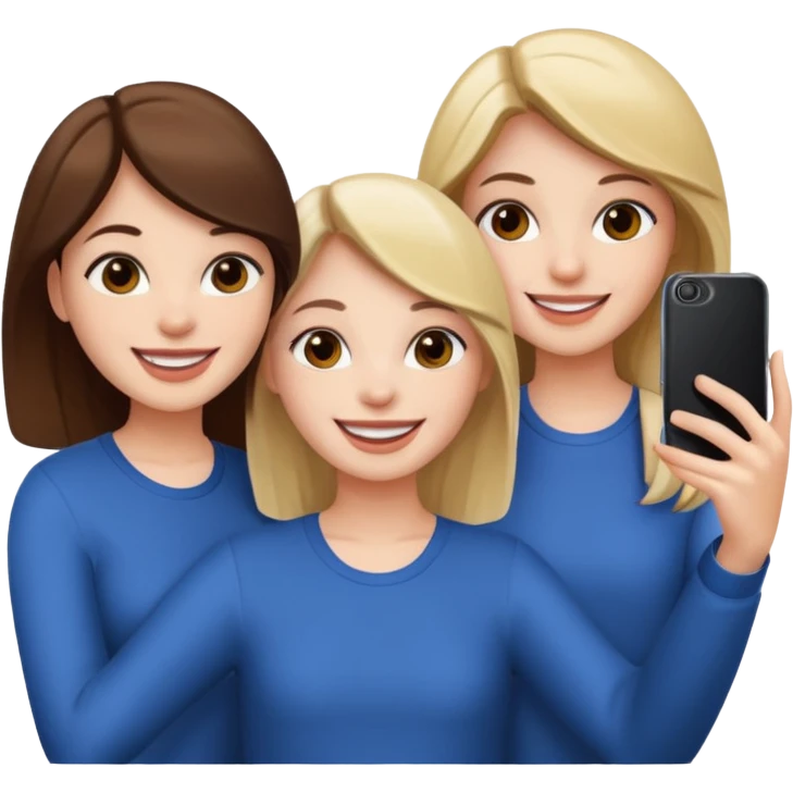 Three girls taking selfie emoji