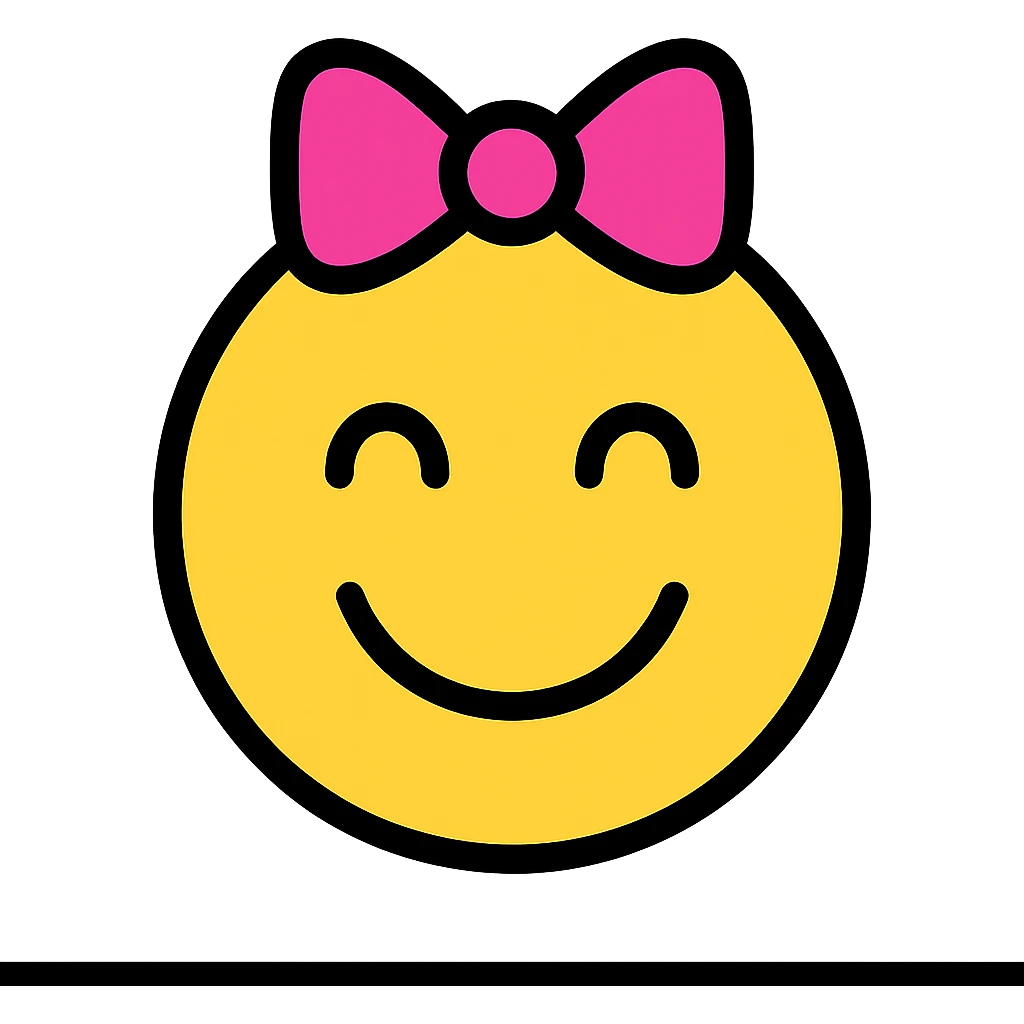 smiling emoji with a bow on its head emoji