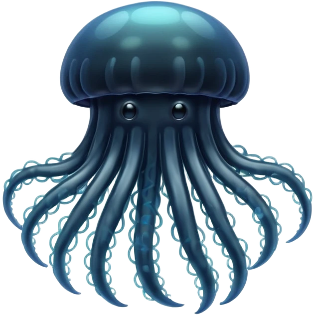 Black jellyfish with two tentacles spreading out emoji