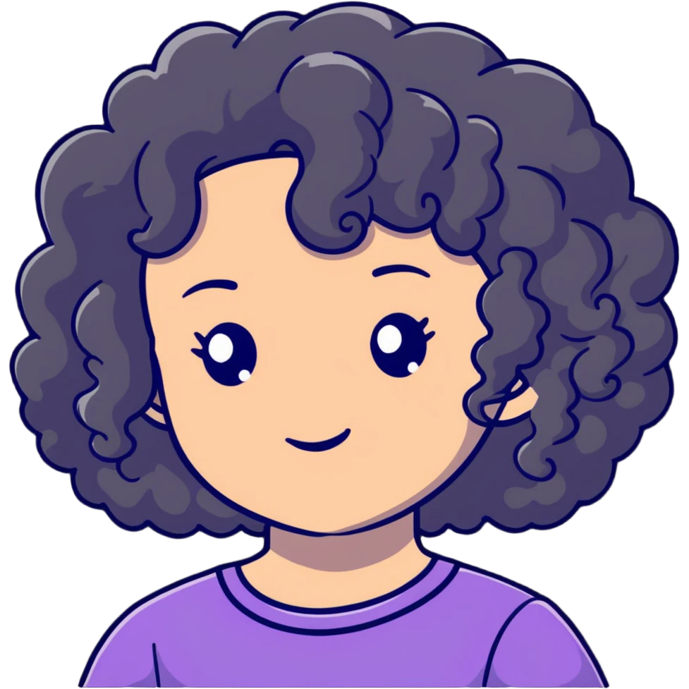 a mixed girl with 3a curly hair emoji