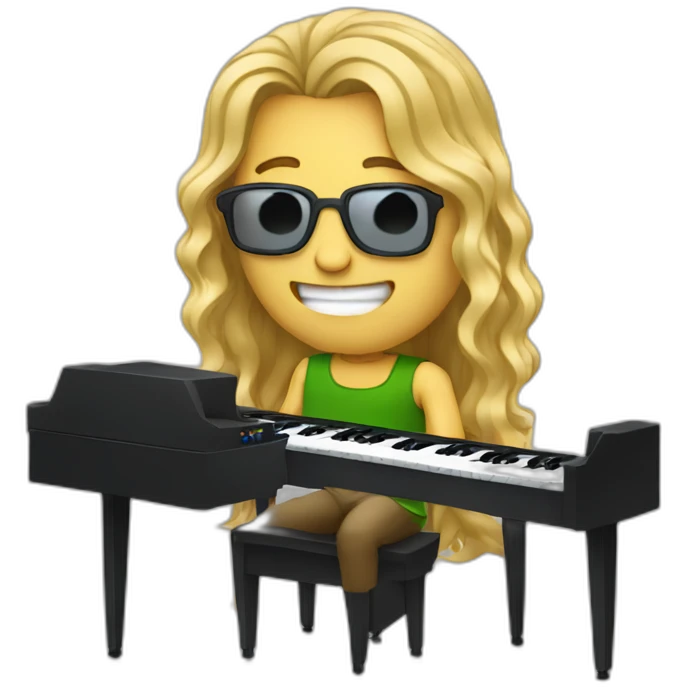 man with long wavy blonde hair PLAYING SYNTHES KEYBOARDS emoji