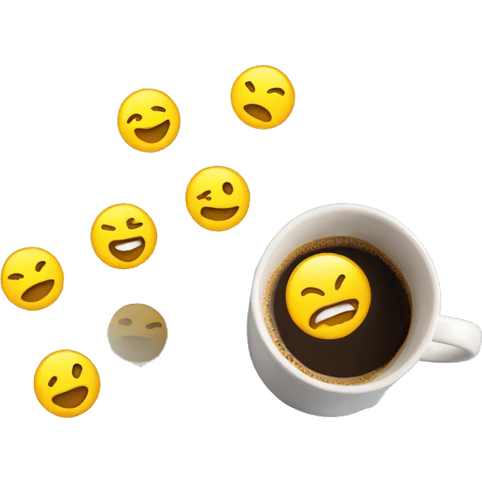 yellow emoji spreads in coffee mug emoji