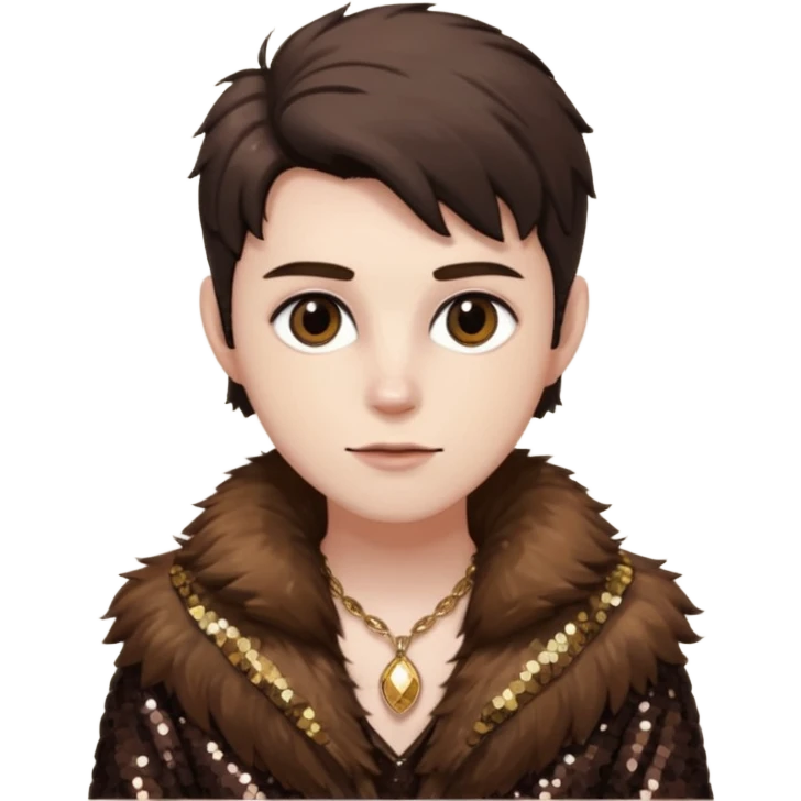 Velkan Valerious from Van Helsing with brown fur, dark brown sequin outfit emoji