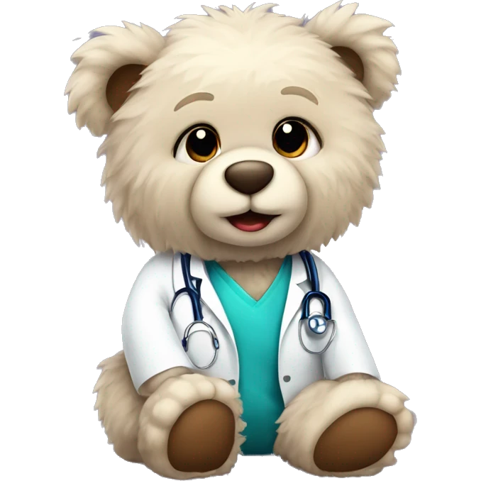 cute fluffy doctor teddy bear sitting emoji