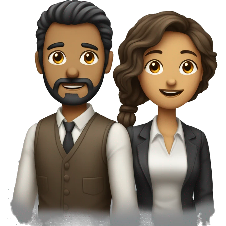Hombre calvo con barba negra y mujer con cabello largo  emoji