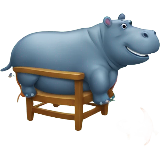 Hippo and fish on chair emoji