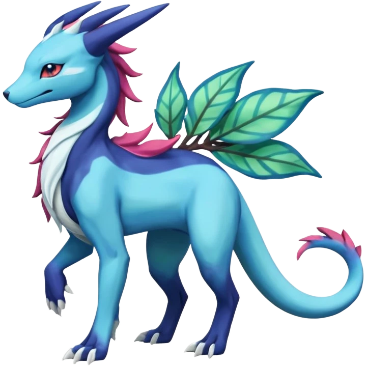 Suicune-Aurorus-Salandit-Glaceon-Meganium-fusion (full body) emoji