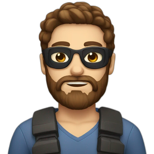Brown hair guy with beard and eyepatch emoji