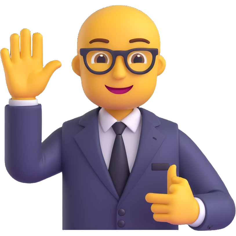 boss emoji, friendly CEO waving emoji