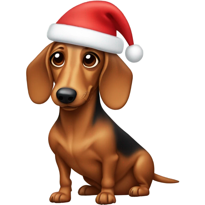 wiener dog with a santa hat emoji