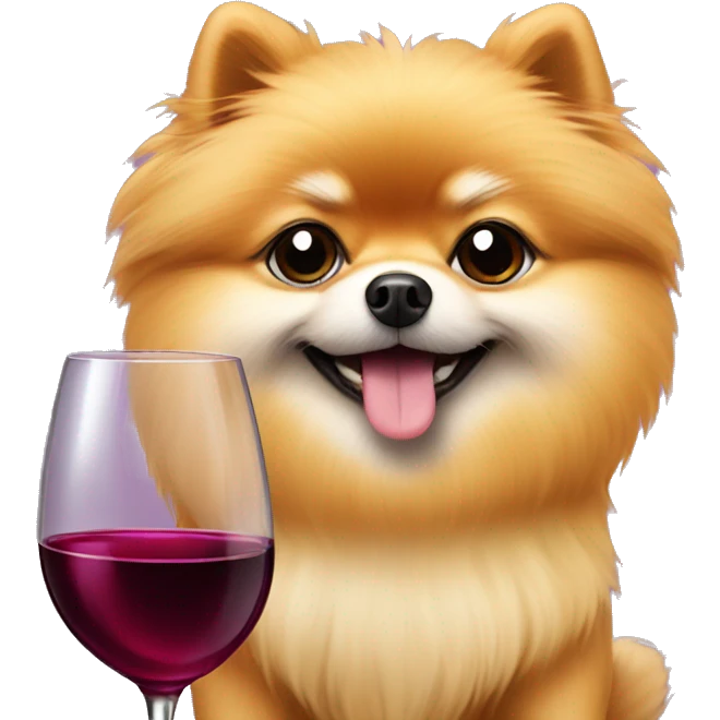 pomeranian with wine in paw emoji
