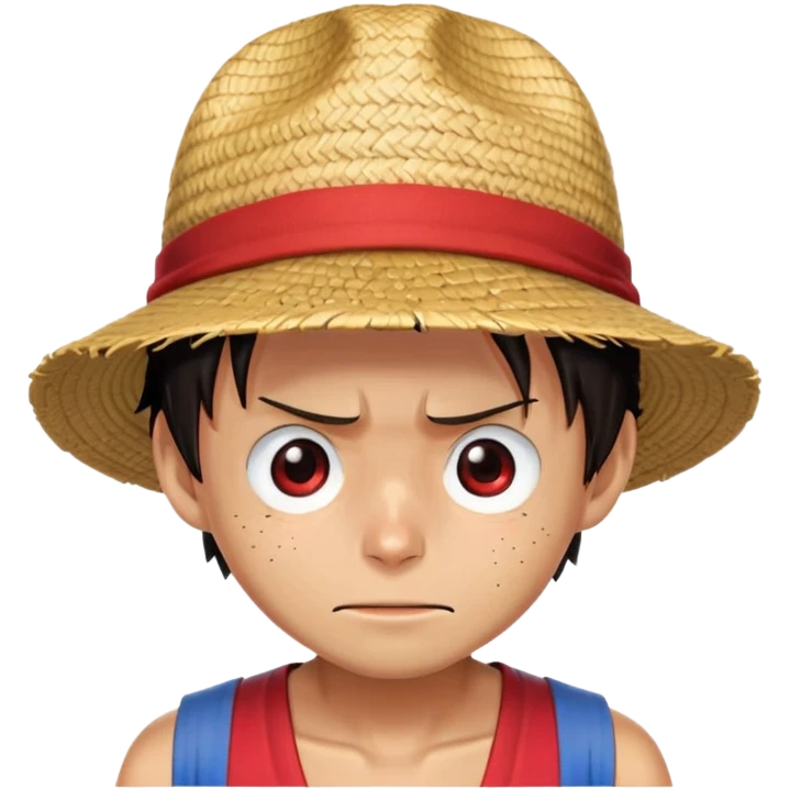 Monkey D. Luffy with straw hat, red vest, blue shorts, scar under eye emoji