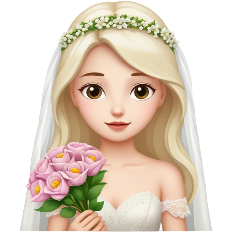 Girl with beautiful flowers wedding dress  emoji