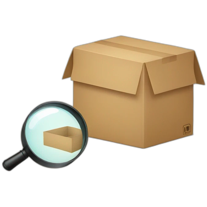 a magnifying glass and an empty box emoji