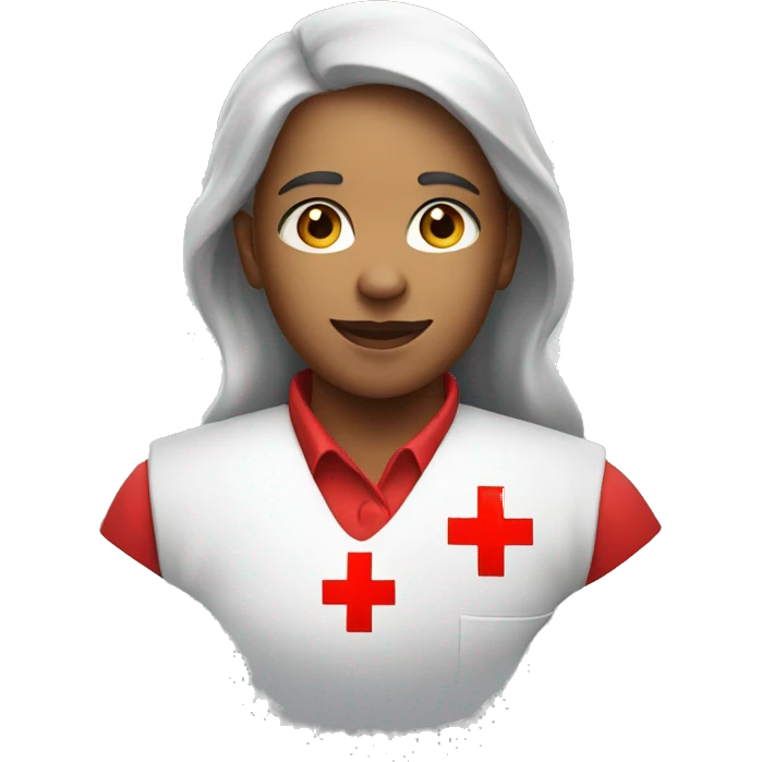 a red cross volunteer wearing a red vest with the red cross insignia emoji