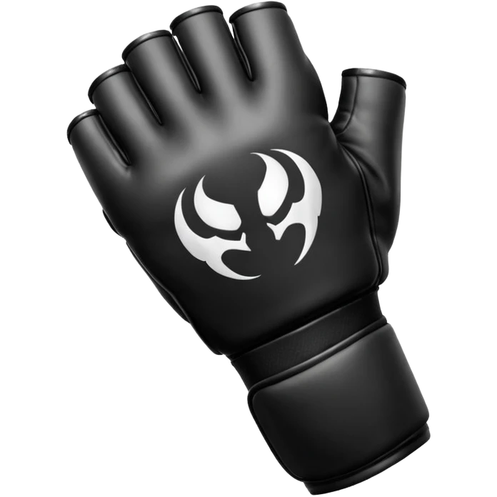 MMA Venom glove object icon, black fingerless fighting glove, glossy venom texture cartoon, mobile game icon style, centered, soft shadow, clean background. Black and white color scheme, venom symbiote style. emoji