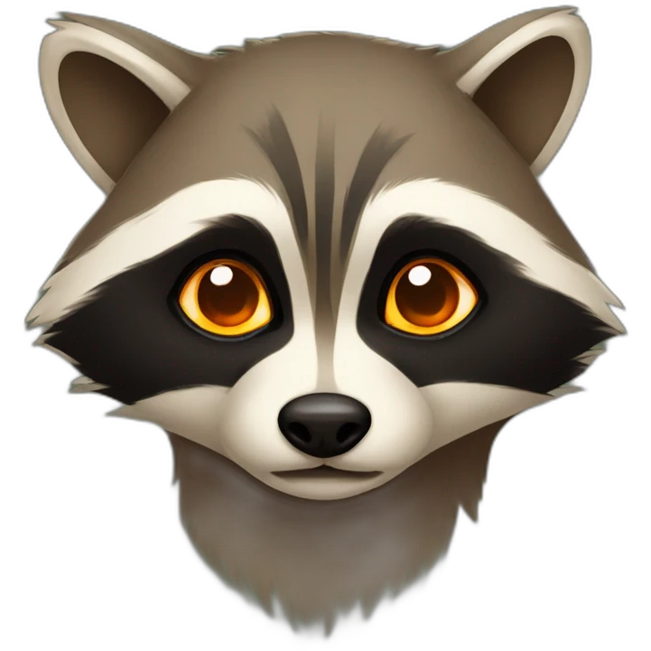 brown raccoon with orange eyes and a dark green hood that is crying emoji