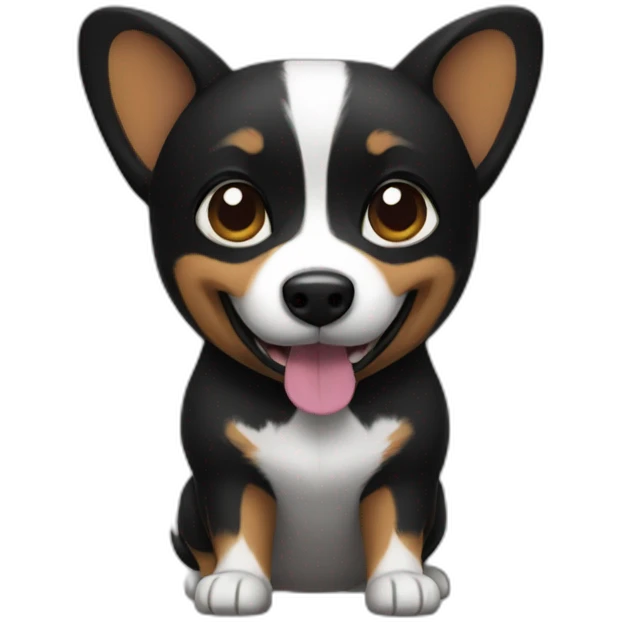 Black corgi superhero emoji