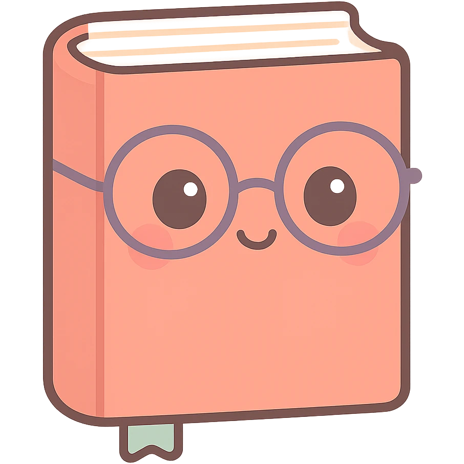 a cute cartoon book with glasses, kawaii style emoji