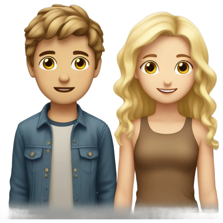 Boy with brown hair and  a girl with blonde hair love eachother very much emoji