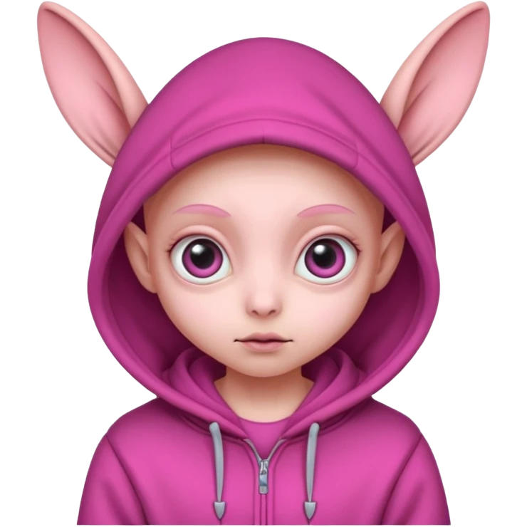 Aliens Pink, hoodie, cute big eyes, big ears emoji