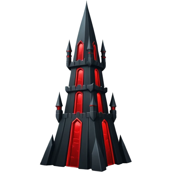 iOS sticker, dark fantasy tower, monochrome red, minimal emoji