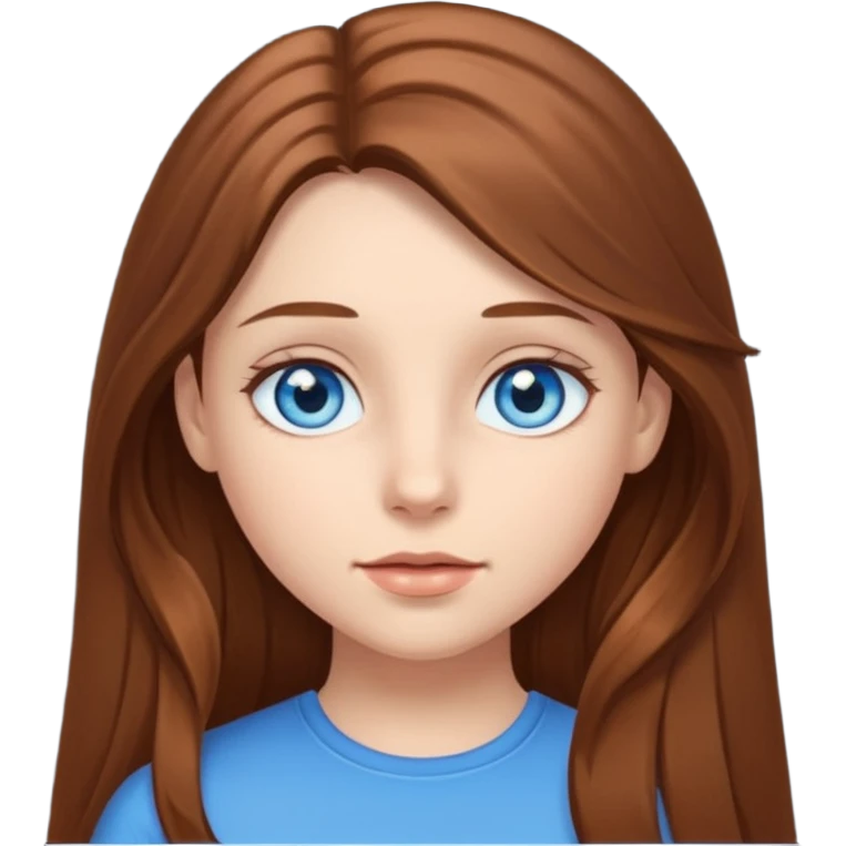 A girl with blue eyes and brown long hair emoji