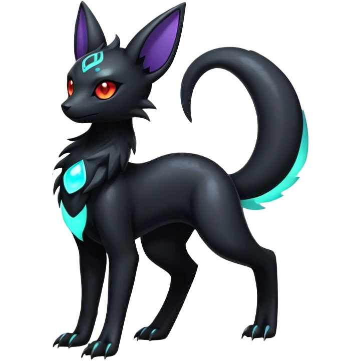 Shiny Dark Edgy Majestic Sophisticated Modern Gothic Gloomy Futuristic Salandit-Umbreon-Delcatty-Hybrid (Full body) emoji