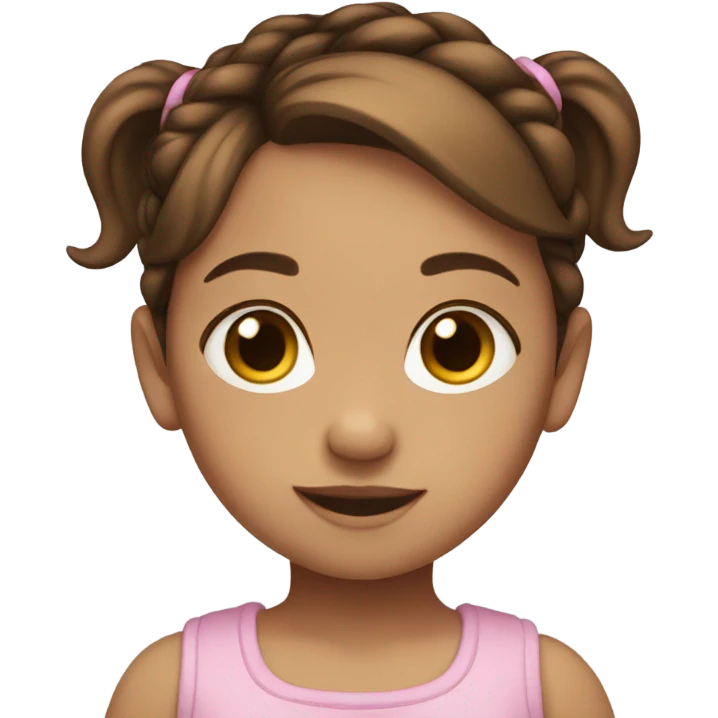 BROWN HAIR WHITE BABY GIRL WITH PONYTAILS emoji