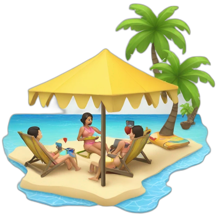 computer beach party emoji