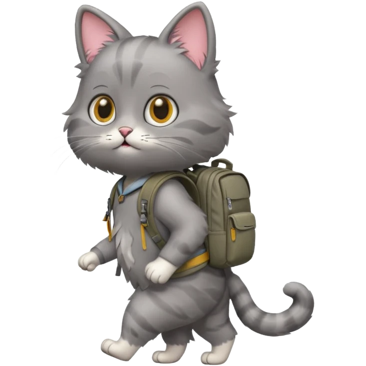 a cat walking with a backpack
 emoji