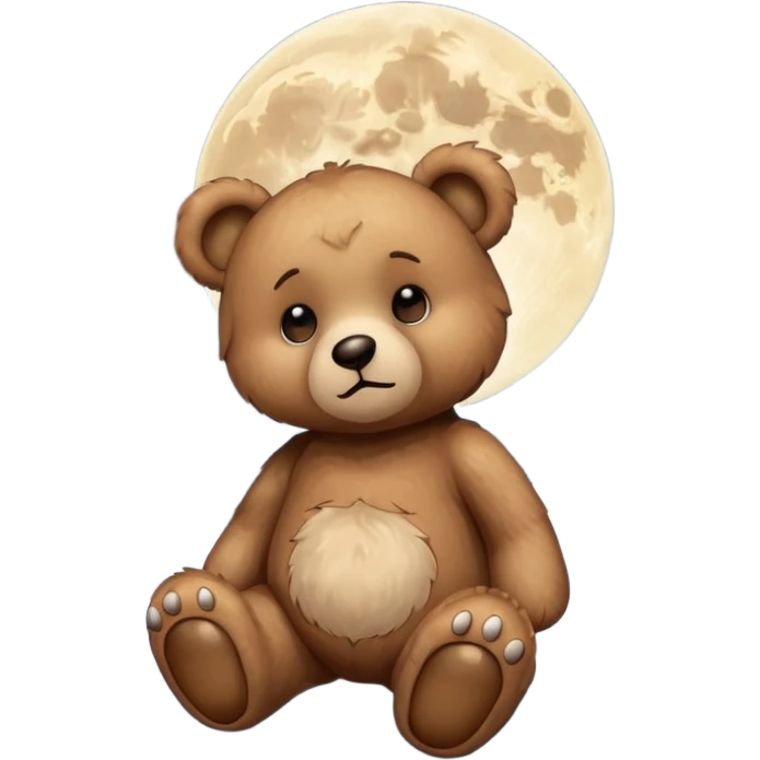 Sad Teddy bear looking up at moon emoji