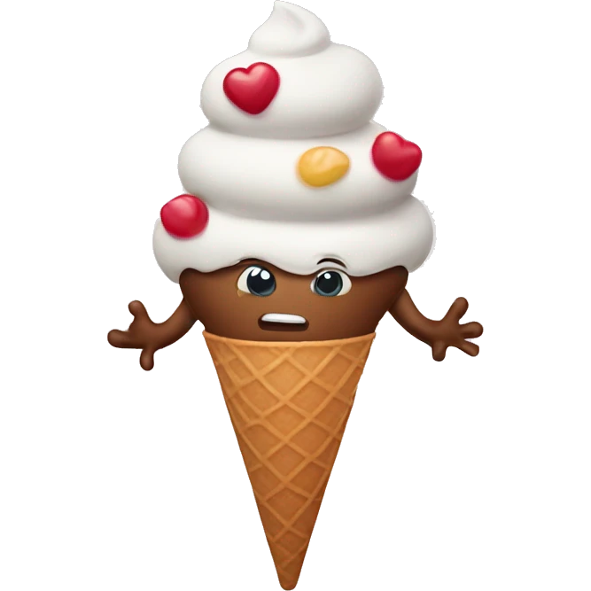 Ice cream cone with arms and legs  emoji