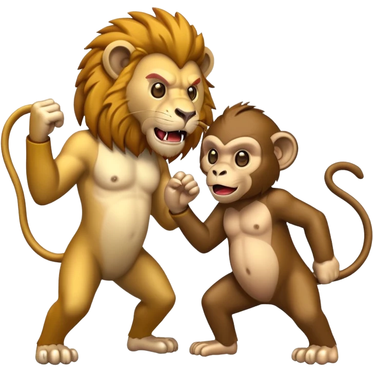 lion fight with a damn monkey emoji