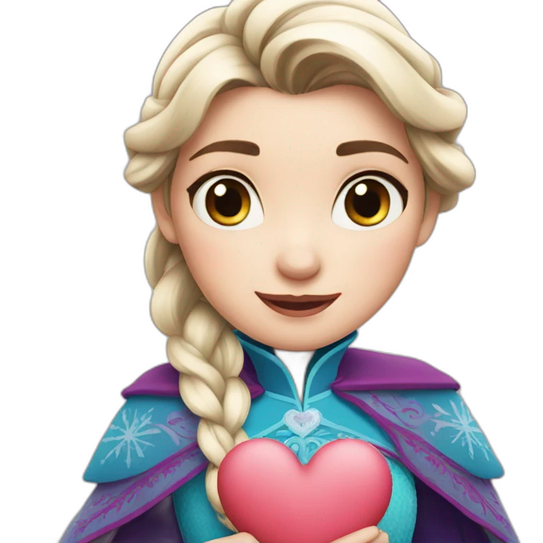 Anna in Frozen holding a heart emoji