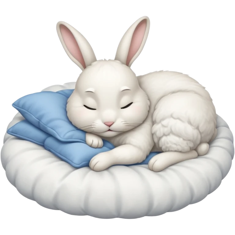 cartoon white rabbit asleep in bed emoji