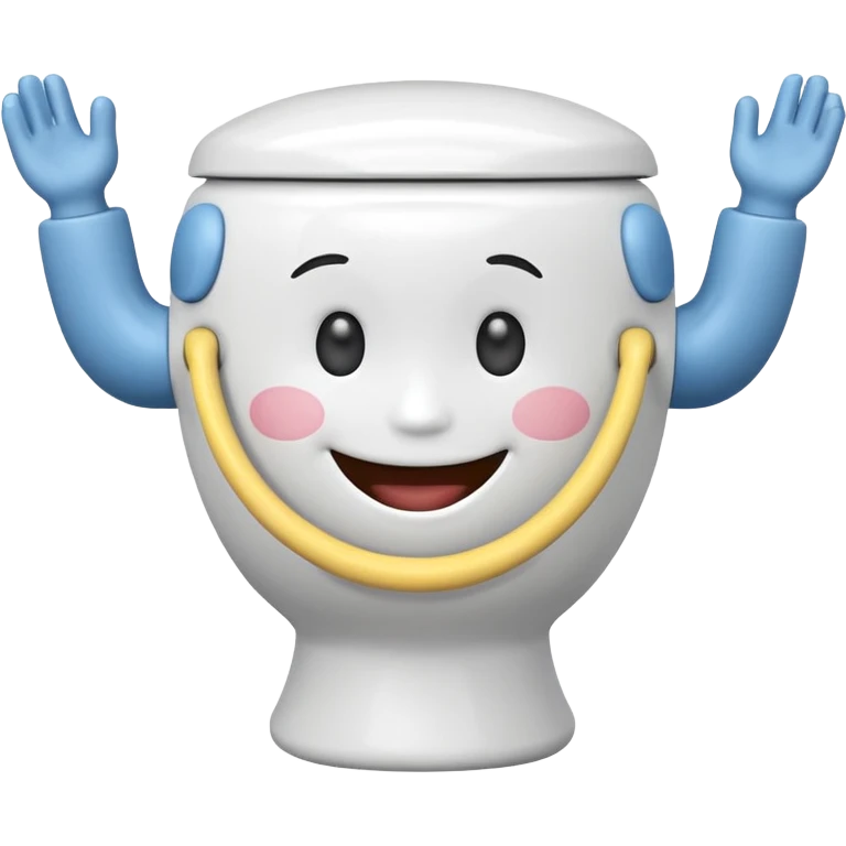 arafed toilet with a smile on the lid and arms emoji