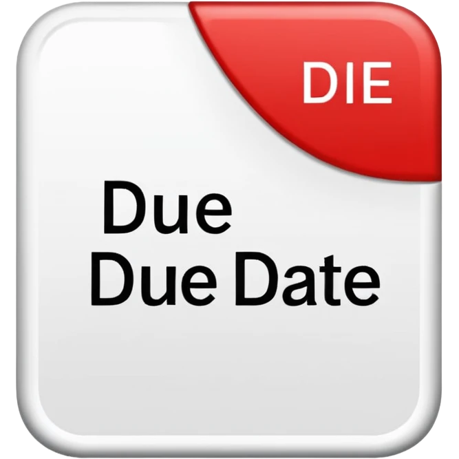Letters “due date” on a red square  emoji