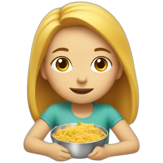 Girl eating lunch fast emoji