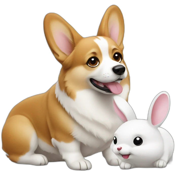 Corgi with white rabbit emoji