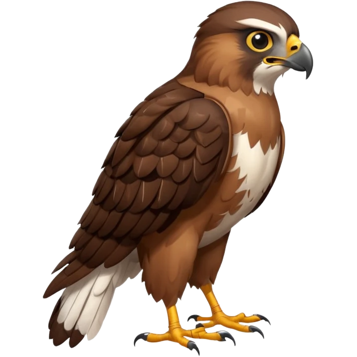 Create a single emoji of a Hawk in full body, shown at a slight side angle in a natural, characteristic pose. Cute and stylized like an emoji, but clearly recognizable.
 emoji