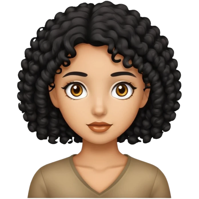 Chica de pelo negro rizado y ojos marrones  emoji