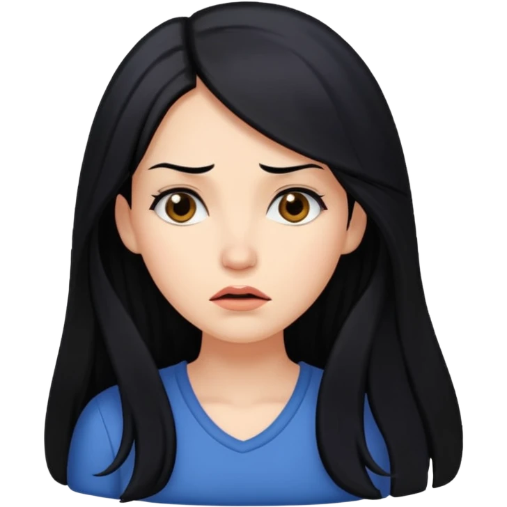 A beautiful woman with long, black hair looked puzzled. emoji