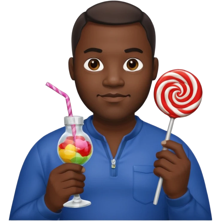 Big Sexy black man hold a bottle and a lollipop emoji