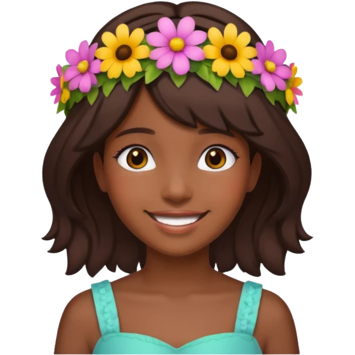 brown girl with flower crowns emoji