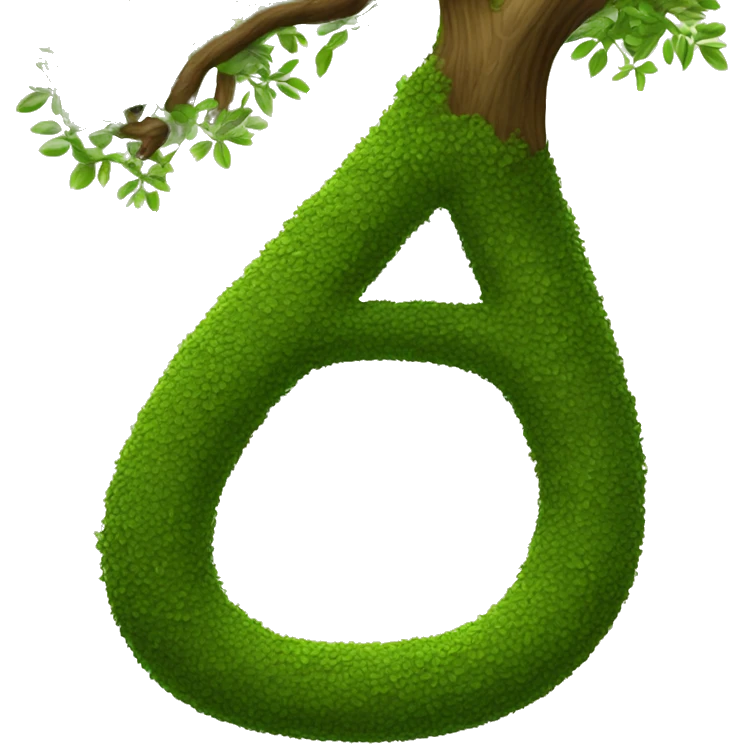 The letter "A" is formed by the curved branch of a tree in the foreground. emoji