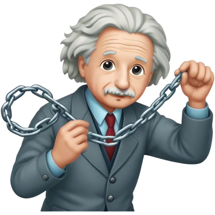 Albert einstein pulling on a chain emoji