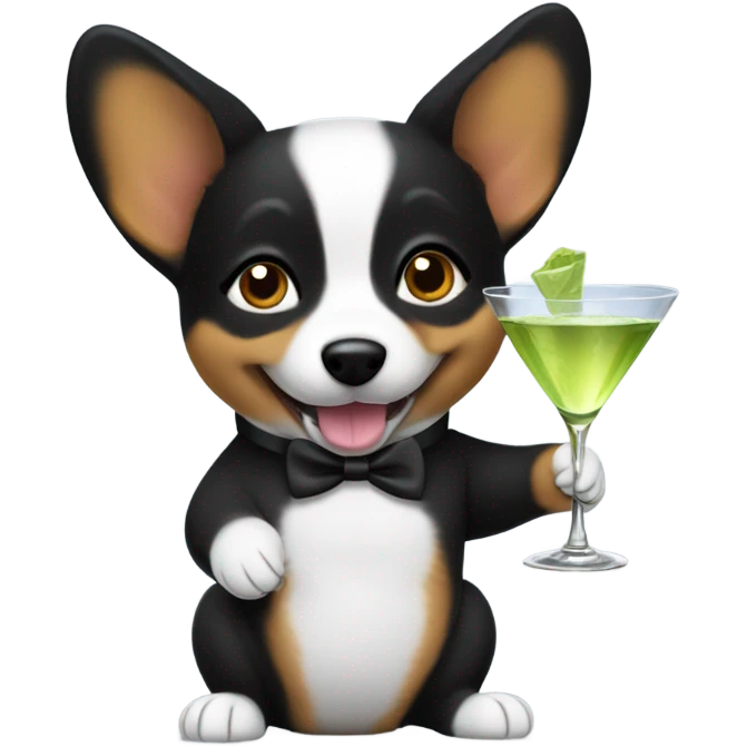 Black corgi drinking a martini  emoji
